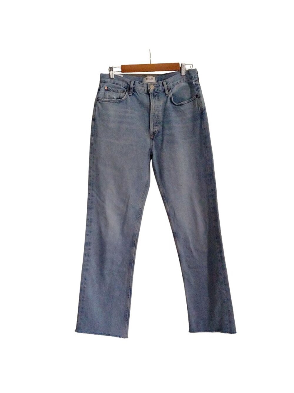 AGOLDE Lana Straight Jeans Riptide 28 Rigid Denim 90s Designer Button Fly Luxury - Picture 1 of 9